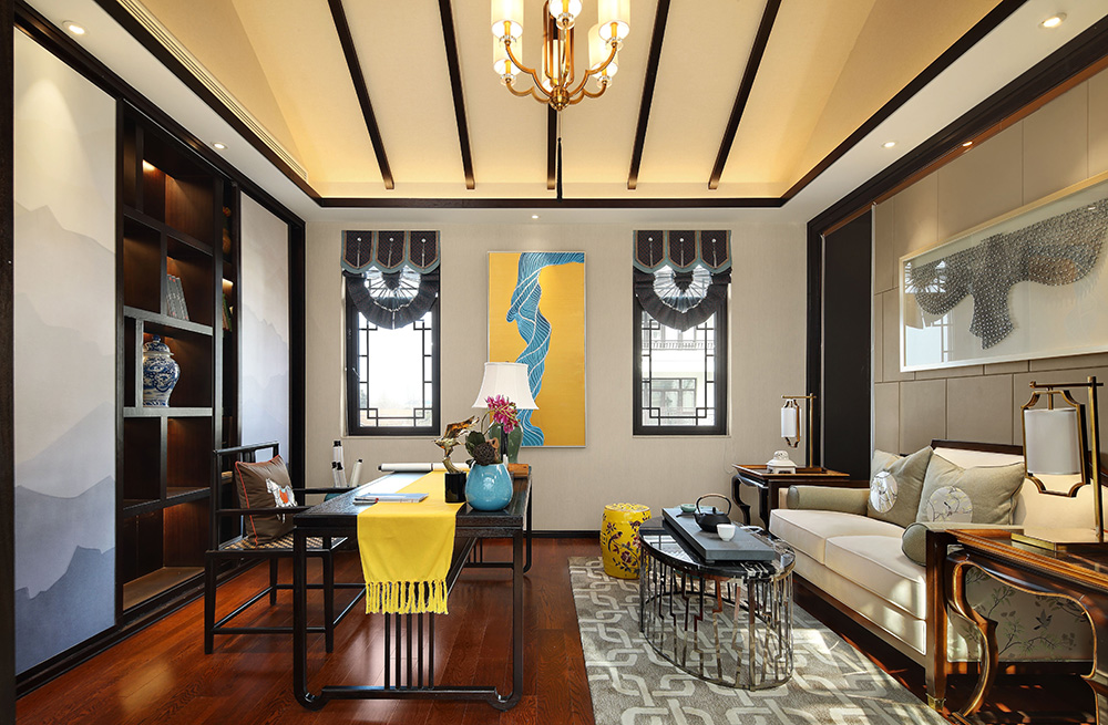 新中式风格别墅装修设计效果图-碧桂园海景苑别墅568平米-别墅装修设计书房 新中式风格别墅装修设计效果图-碧桂园海景苑别墅568平米-别墅装修设计书房